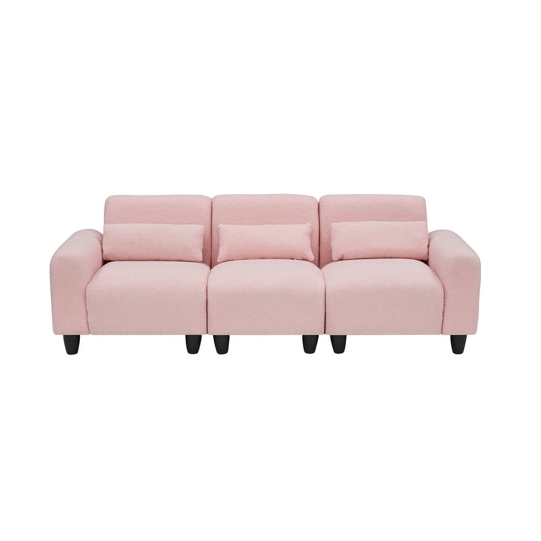 84.6" Teddy velvet L-shaped modular sofa