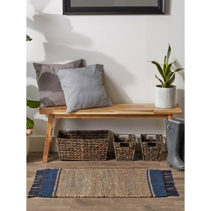 DII Black With Natural Jute Chevron Hand-Loomed Rug - 2' x 3' Oval
