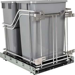 Hardware Resources 15" Bottom Mount Double Bin Pull Out Trash Can with