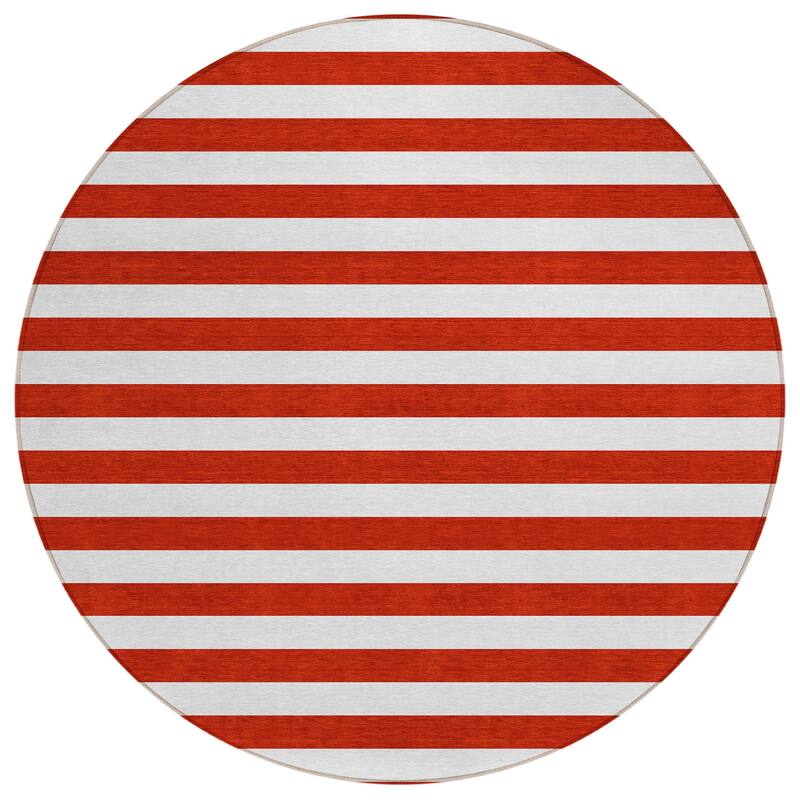 Machine Washable Indoor/ Outdoor Cabana Striped Chantille Rug
