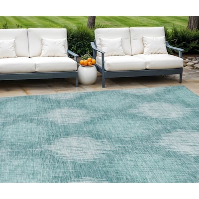 HomeRoots Ikat Transitional Rectangle Outdoor Rug