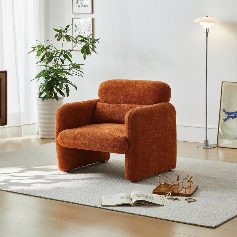 Accent Chair, Curved Back Single Armchair, Plush Upholstered