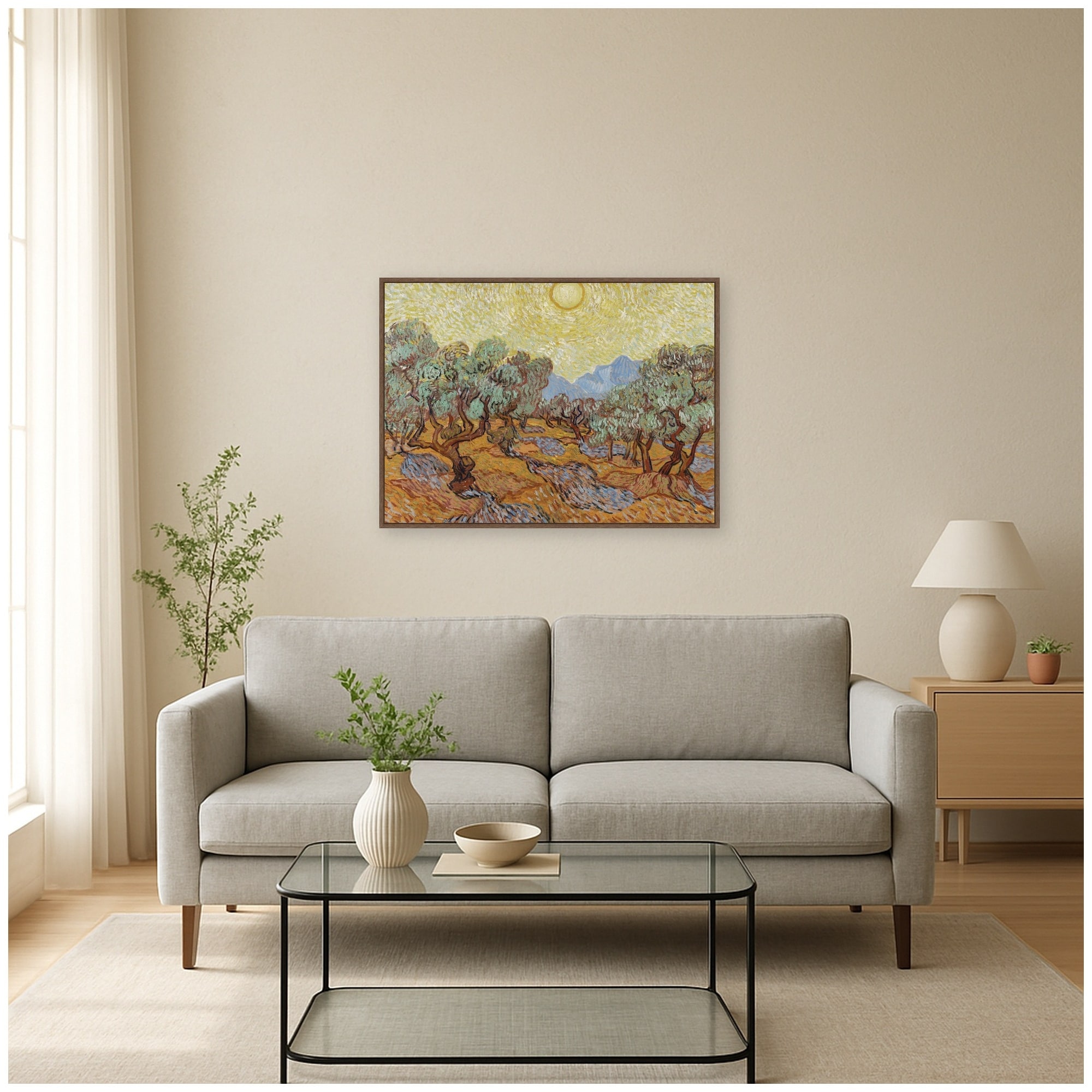 Kate and Laurel Olive Trees Van Gogh by Nostalgia Prints Framed Canvas Wall Art Print