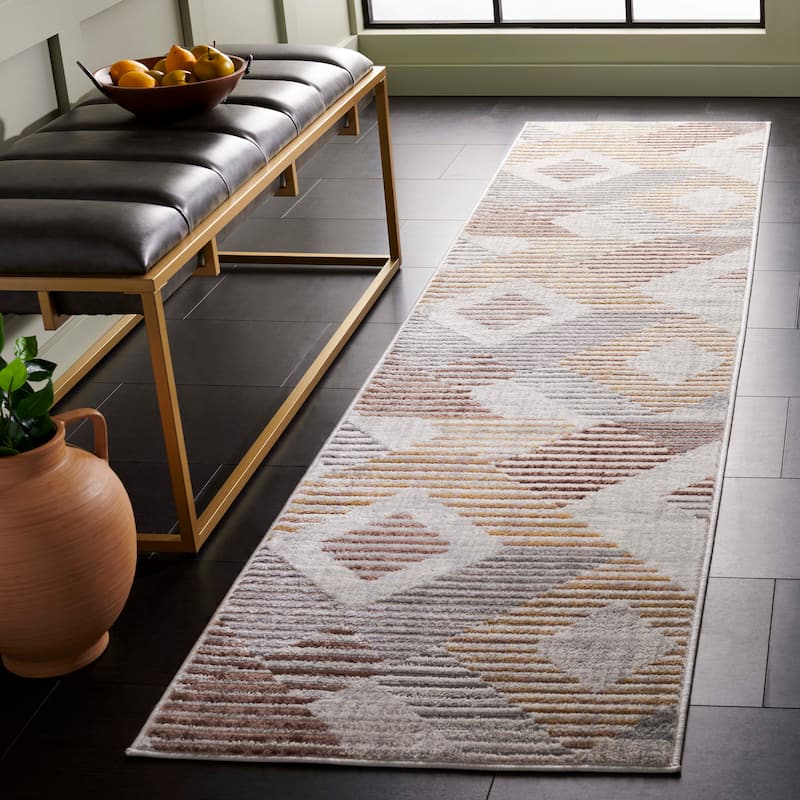 SAFAVIEH Palma Lassie Mid-Century Modern Rug - 2'2" x 11' Runner - Beige/Light Grey