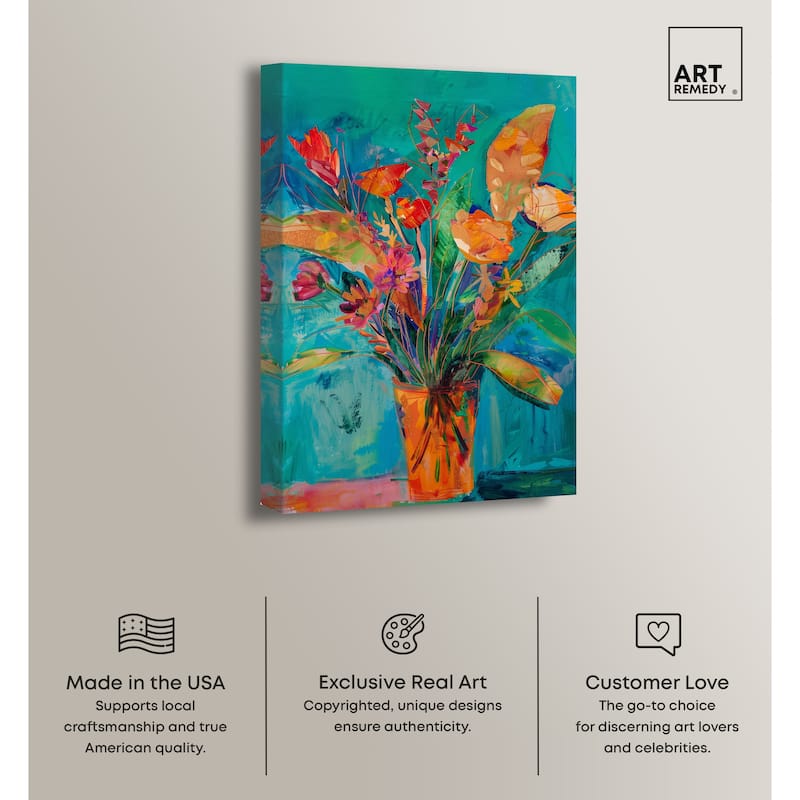 Art Remedy Bold And Bright Flower Vase Gallery Wrapped Flowers In Vase Paintings