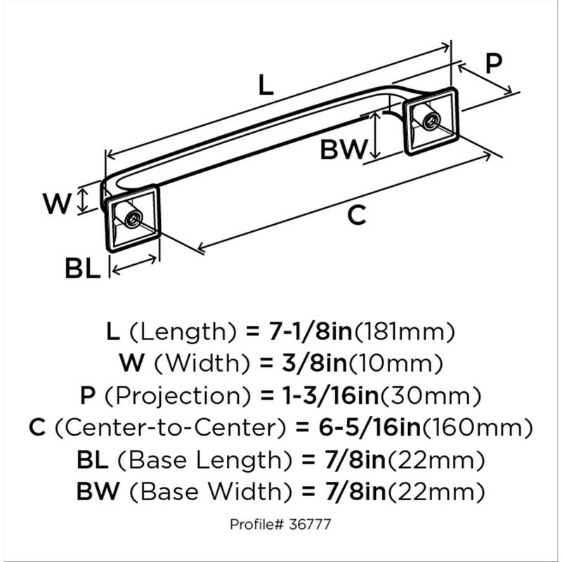 Ville 6-5/16 in (160 mm) Center-to-Center Oil Rubbed Bronze Cabinet Pull - 6.3125