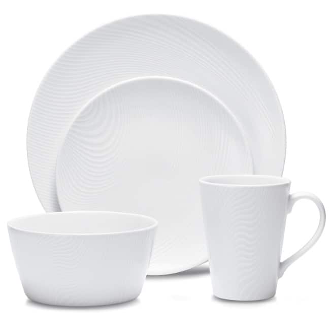 Noritake Colorscapes White-on-White Dune 4-Piece Coupe Place Setting, Service for 1