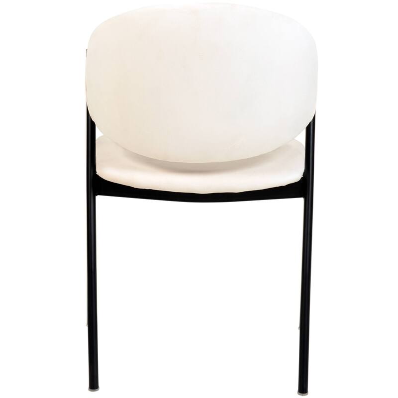 LeisureMod Mid-Century Modern Upholstered Dining Chair in Polyester with Curved Back and Iron Base for Home & Kitchen