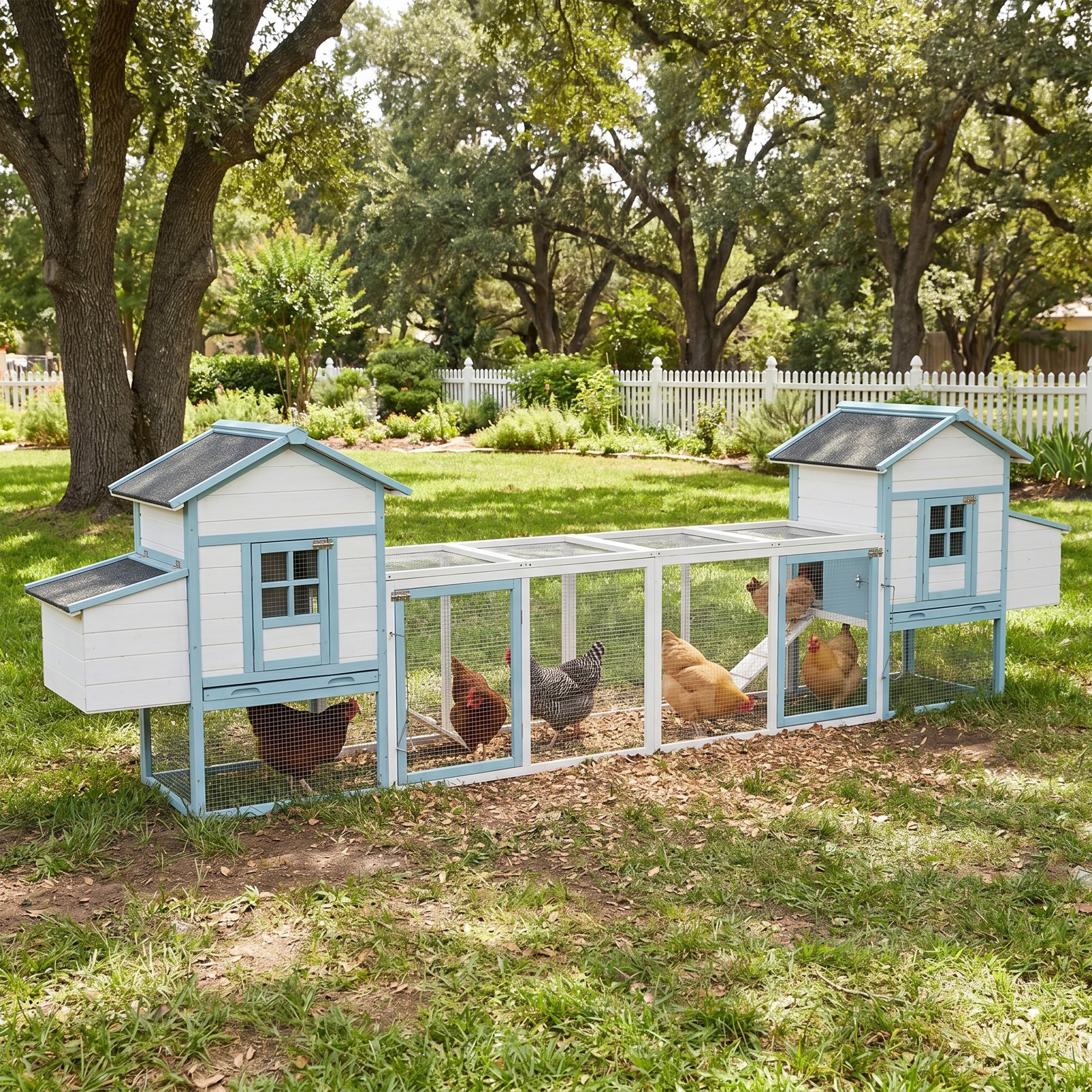 Christopher Knight Home - Large Fir Wood Chicken Coop with Double Nesting Boxes, Waterproof Asphalt Roof & Pull-Out Trays