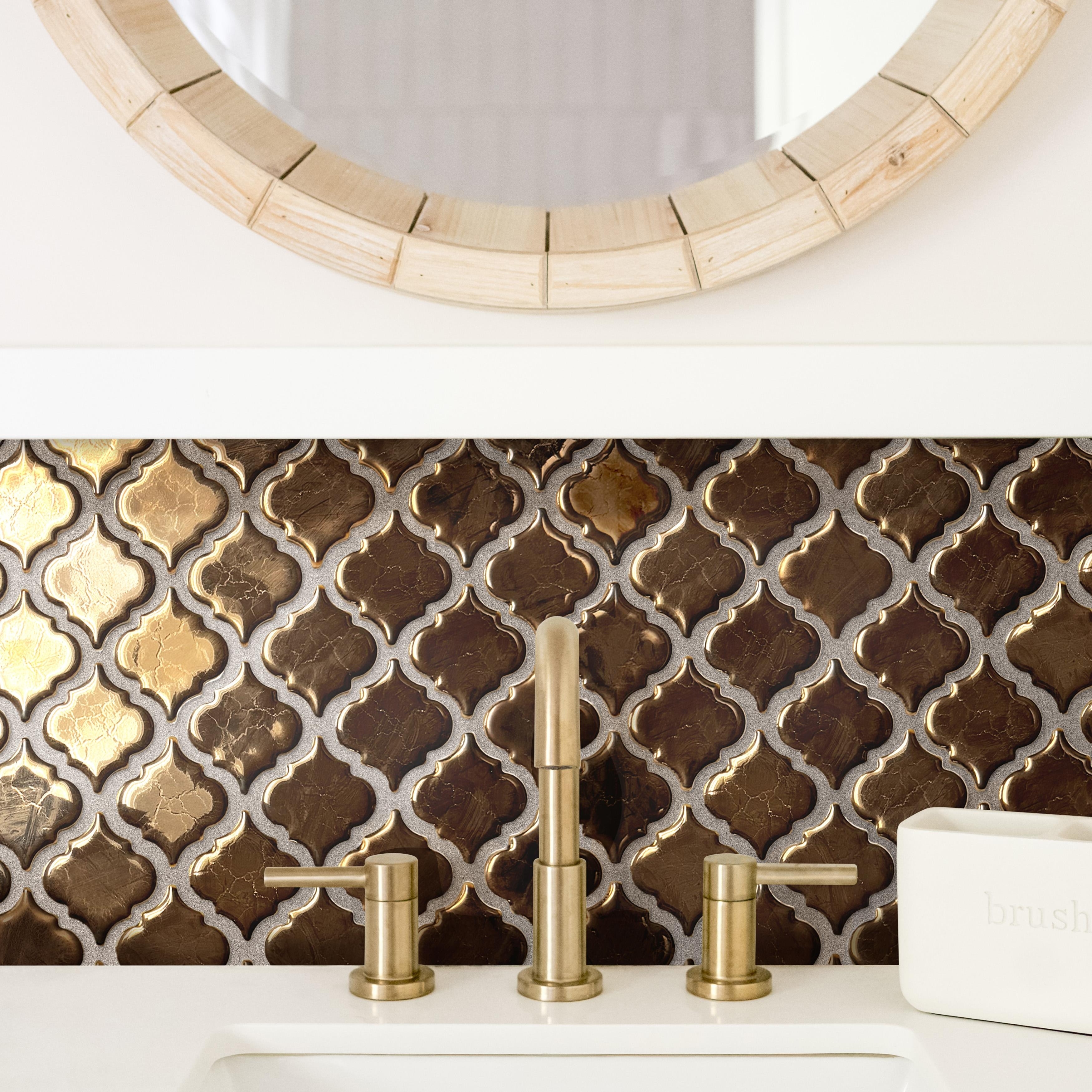 Merola Tile Hudson Tangier Gold 12-3/8" x 12-3/8" Porcelain Mosaic Floor and Wall Tile