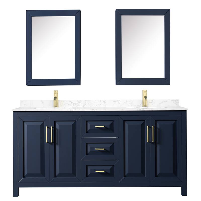 Daria 72 Inch Double Vanity, Cultured Marble Top, Medicine Cabinets