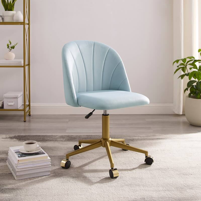 Aubrie Velvet Curved Swivel Desk Chair