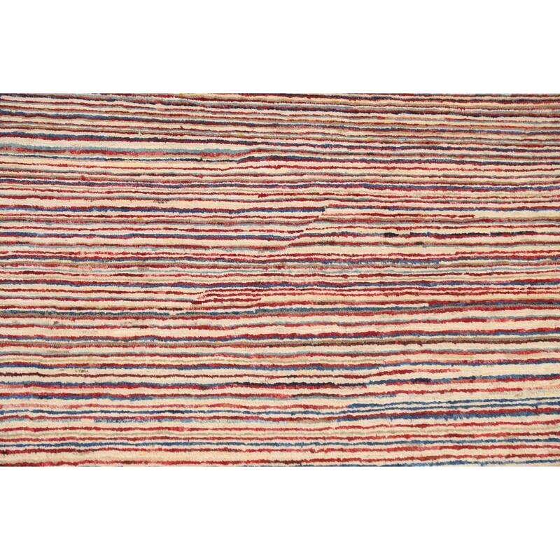 Modern Striped Gabbeh Kashkoli Oriental Wool Area Rug Handmade Carpet - 2'9" x 3'10"