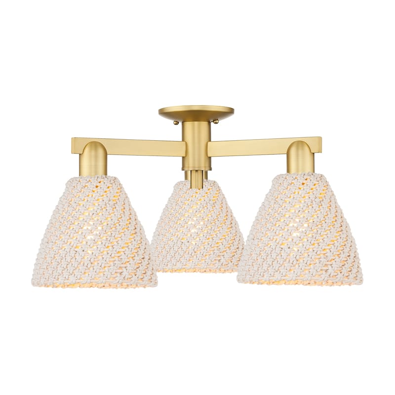 Innovations Lighting 716-3F-11-25 Natural Ballston Dome Semi-Flush - Satin Gold / Natural