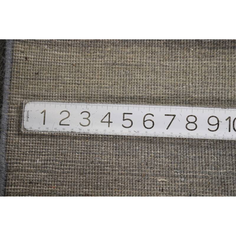 Solid Gray Gabbeh Modern Foyer Rug Hand-Knotted Wool Carpet - 3'3"x 4'10"