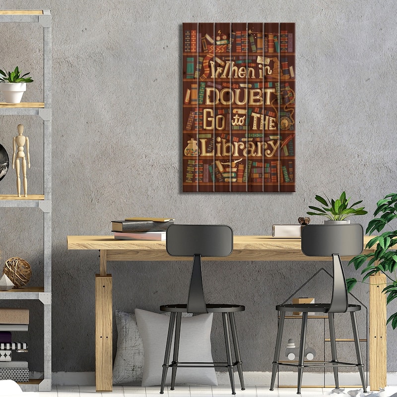 Library Print On Wood by Risa Rodil - Multi-Color