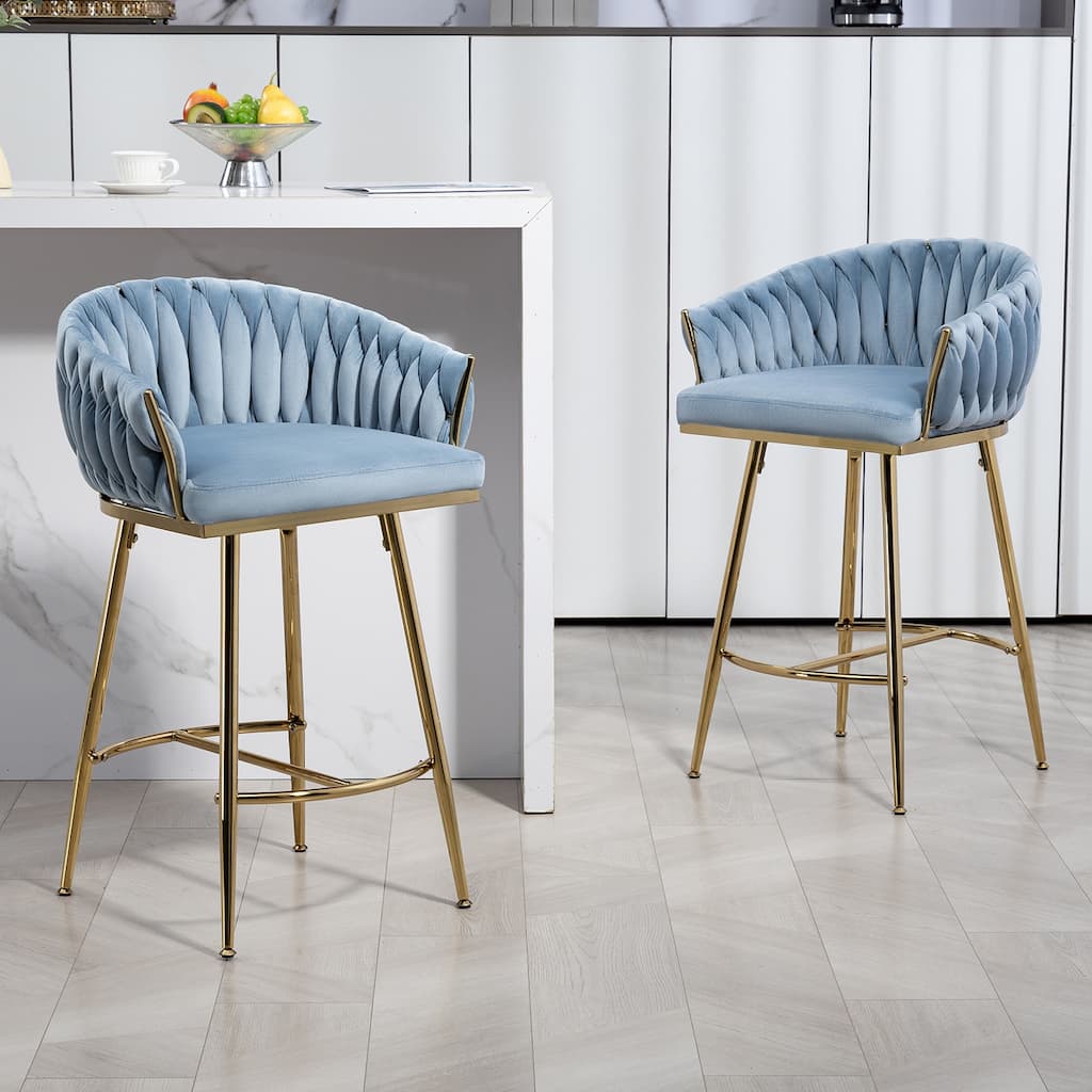 26'' Counter Height Bar Stools Set Of 2 Kitchen Island Counter Bar Stool With Hand- Wave Back