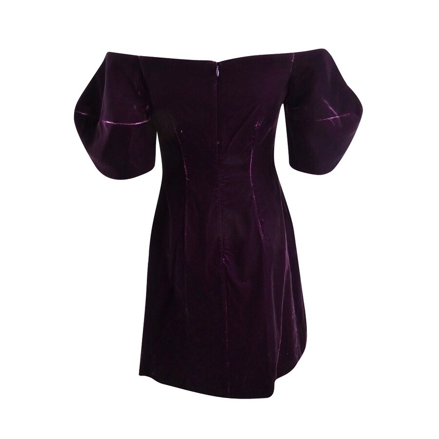 velvet puff sleeve dress