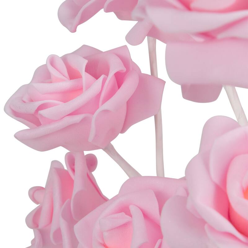 LED Lighted Rose Flower Tree Decoration - 17" - Pink and White