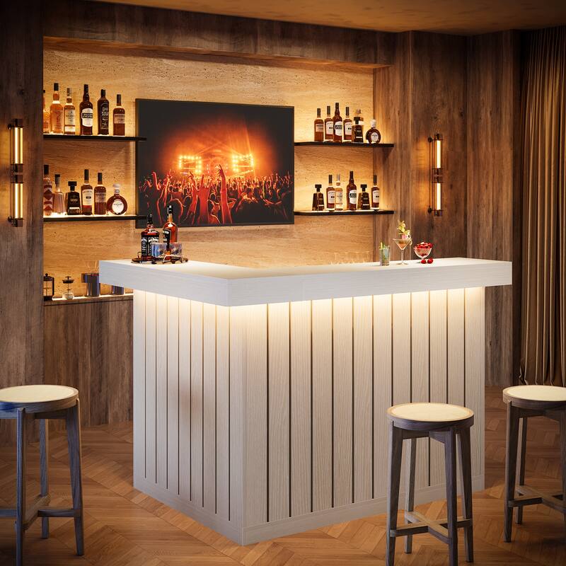 L-Shaped Home Bar Unit, 4-Tier Corner Liquor Bar Table