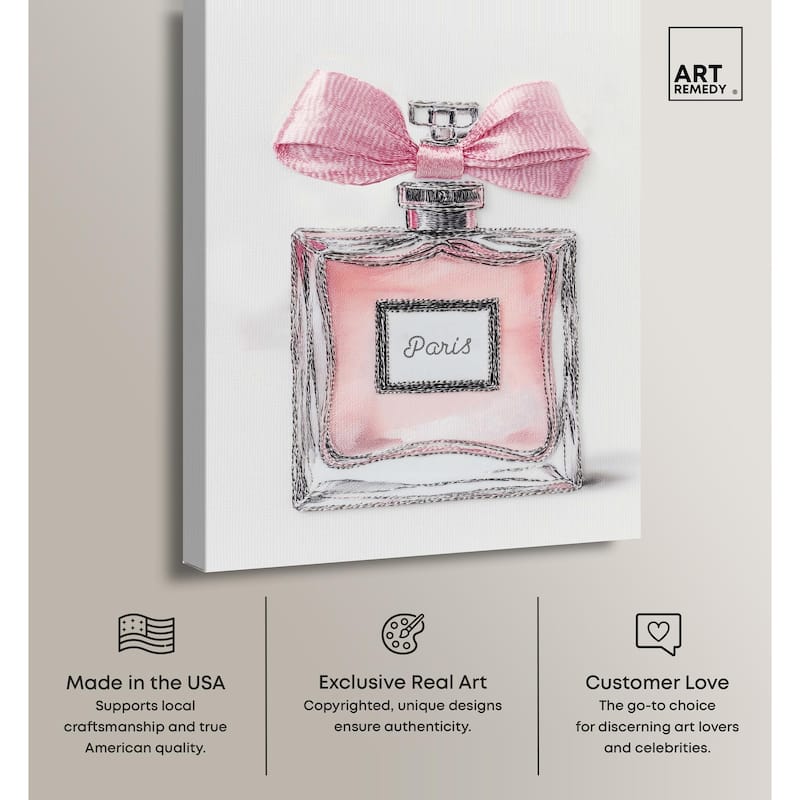 Simple Perfume Bow Canvas by Art Remedy, Gallery Wrapped