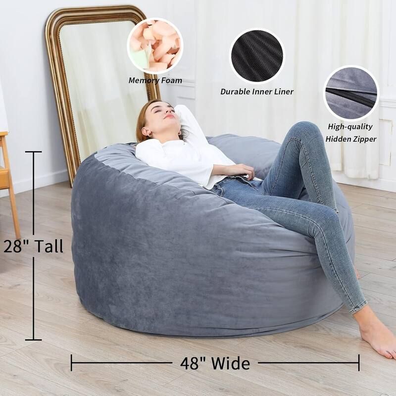 4FT Round Beanbag, with Velvet Cover