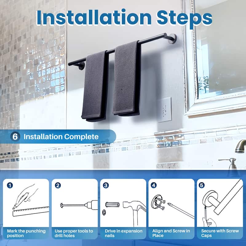 WOWOW Mutiple Length Wall Mounted Stainless Steel Towel Bar