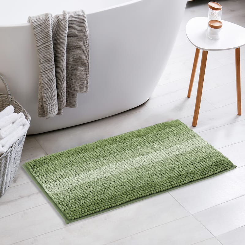Contrasting Color Striped Bathroom Rugs, Non-Slip Plush Shaggy Bath Carpet, Bath Mats