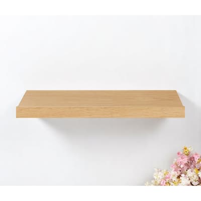 HomeRoots 23" Oak Wood Wall Mounted Floating Shelf - 23.43 in. x 1.58 in. x 10.63 in.