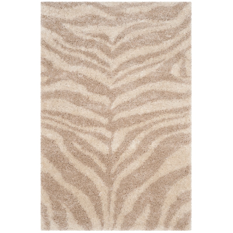 SAFAVIEH Portofino Shag Sjouk 2-inch Thick Rug - 2'3" x 5' - Ivory/Beige