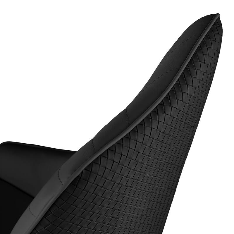 Faux Leather Upholstered Dining Chairs with Woven Back, Set of 2 - 18.11"W x 21.26"D x 36.61"H