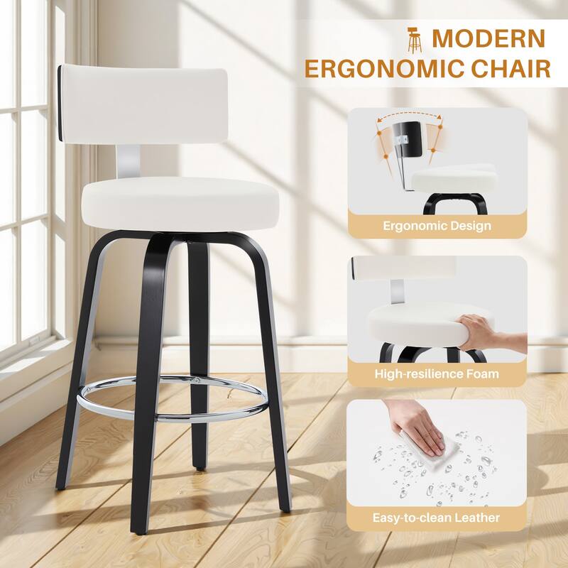 Upholstered Swivel Counter/ Bar Stools with T-Shaped Backrest