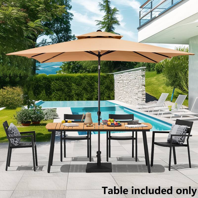 Pellebant Patio Dining Table Rectangular Aluminum Outdoor Table