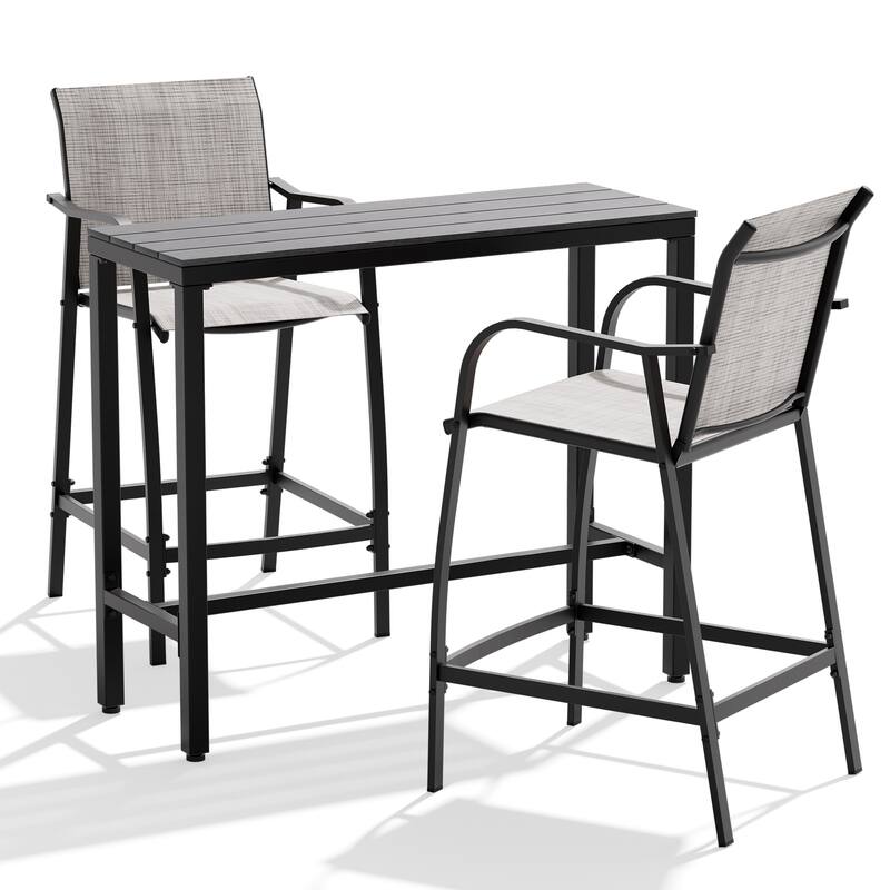 Outdoor Patio Bar Stools Set Rectangle Bar Table with Barstools