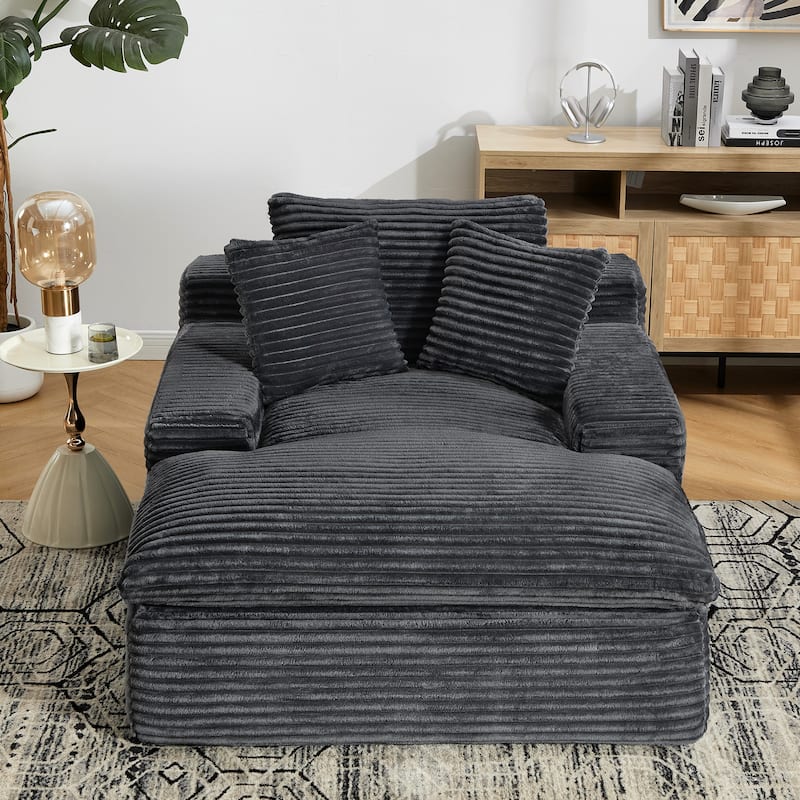 67" Upholstered Chaise Lounge Chair Sleeper Sofa Bed with Pillows, No Assembly Required