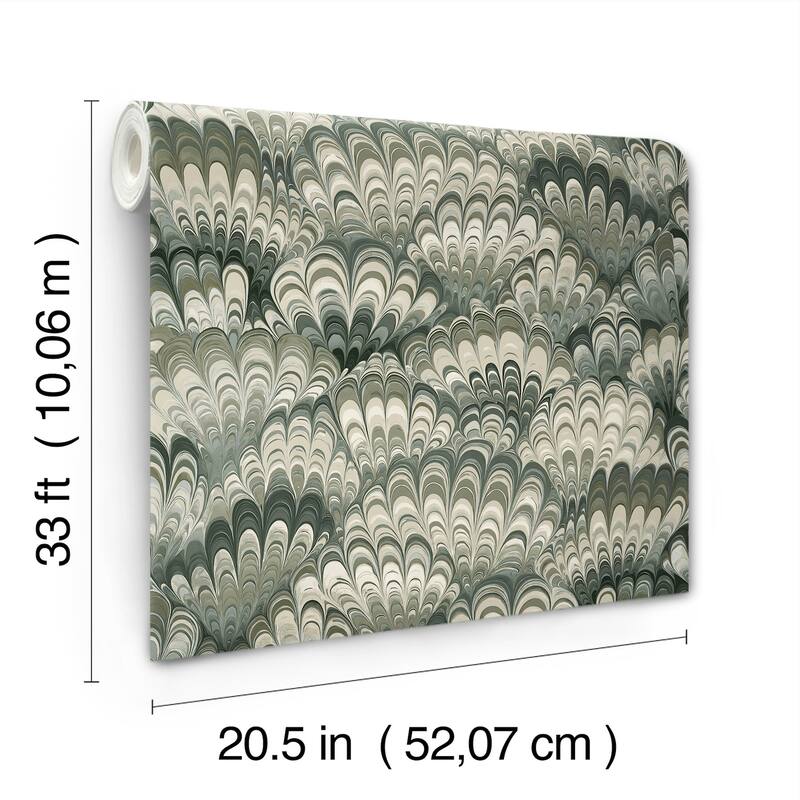 A-Street Prints Octavia Dark Green Marbled Ink Wallpaper