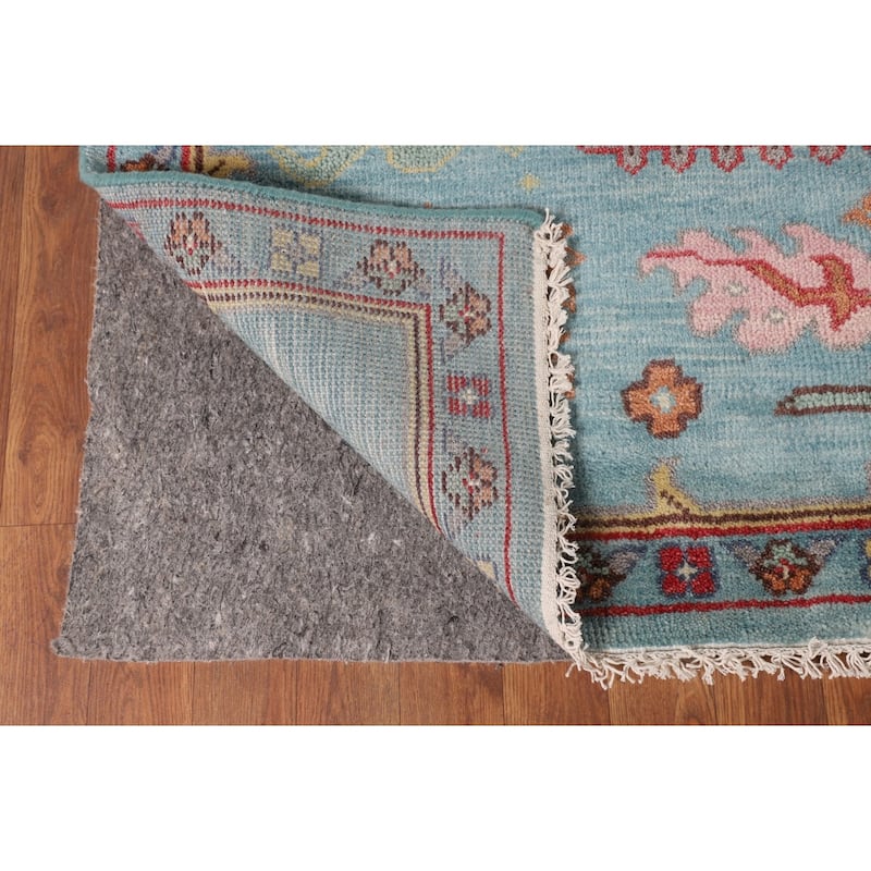 All-Over Blue Oushak Oriental Area Rug Handmade Wool Carpet - 9'2" x 11'9"