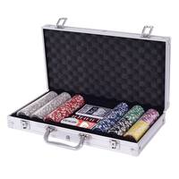Costway Poker Chip Set 300 Dice Chips Texas Hold'em Cards with Sliver Aluminum Case