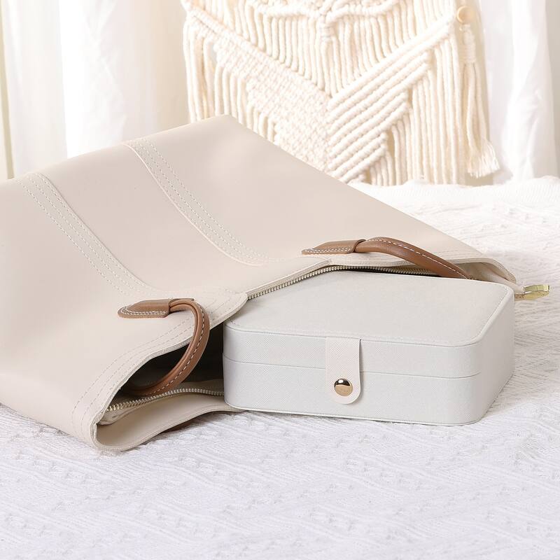 Travel Jewelry Box for Women Girls Birthday Gifts, Small Portable PU Leather Jewelry Organizer Case Storage Display Holder