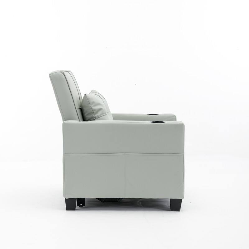 3-in-1 Convertible Sofa Chair,Pull Out Sleeper Chair with USB Ports and Cup Holders（Leather）