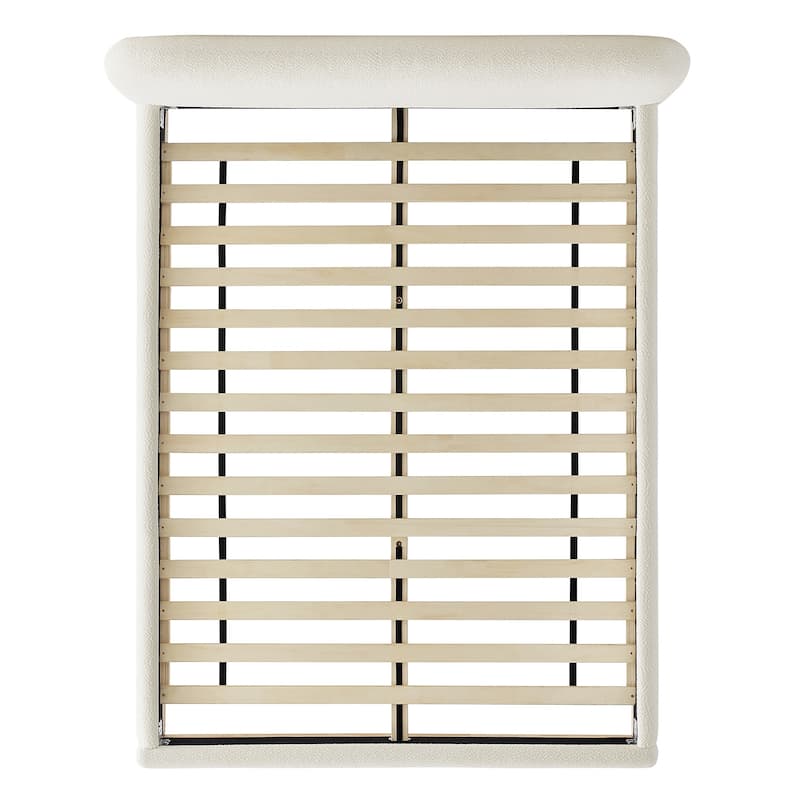 Spruce & Spring Modern Boucle Upholstered Platform Bed with Solid Wood Frame