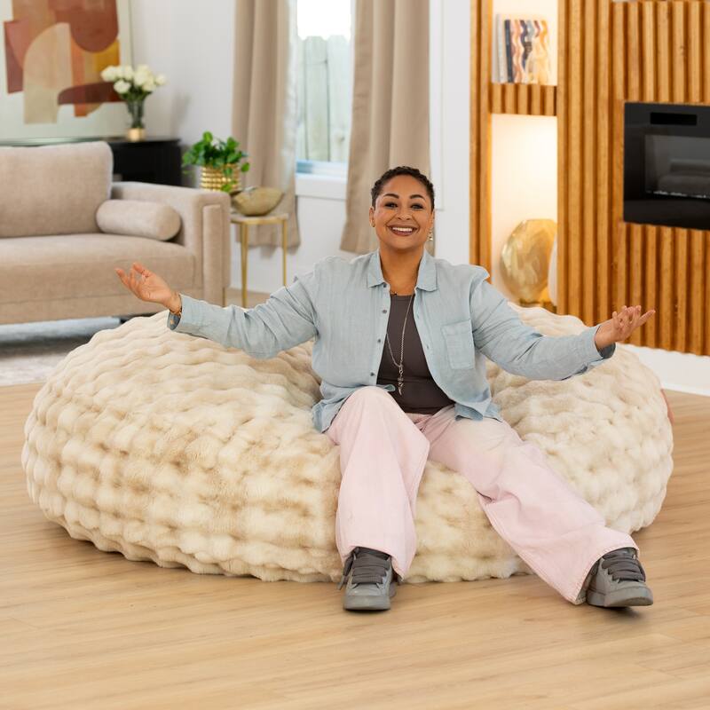 Raven-Symoné Home Big Snuggler Luxe Synthetic Fur 6 Foot Cocoon 2-in-1 Large Bean Bag Bed & Lounger
