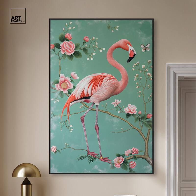 Flamingo's Fable Canvas by Art Remedy