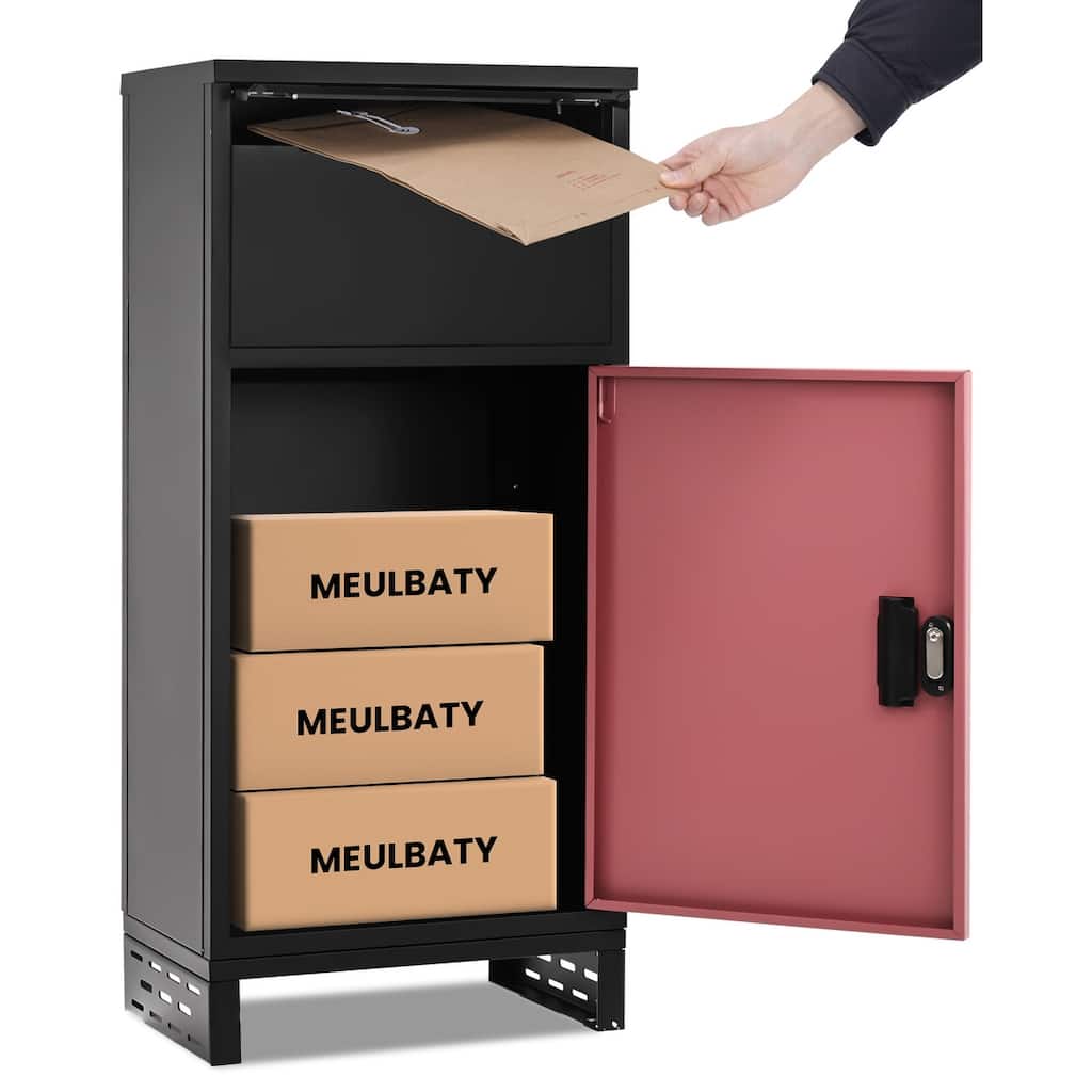 Package Delivery Boxes for Outside, Steel Parcel Drop Box with Lock