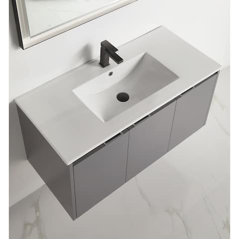 40" Single Sink Bathroom Vanity with White Ceramic Top Set