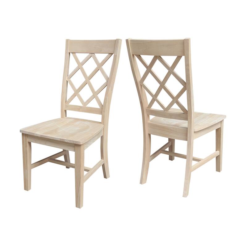 Set of Two Solid Wood Dining Chairs, Unfinished