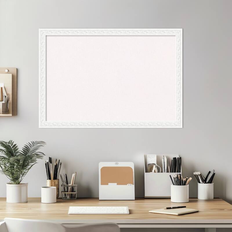 Bethany White Wood Framed Cork Board - Bulletin Board, Organization Board, Pin Board