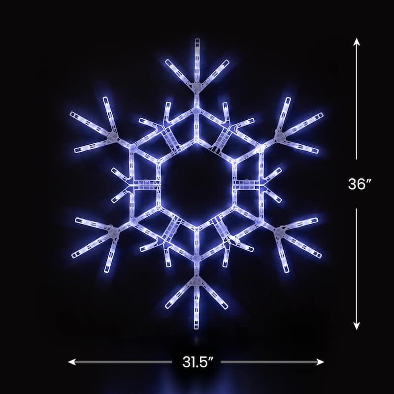 LED Lighted Large Foldable Snowflake Outdoor Christmas Decoration - 36" - Pure White