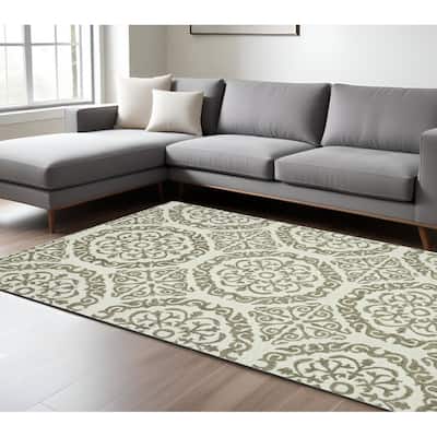 HomeRoots Medallion Transitional Rectangle Area Rug