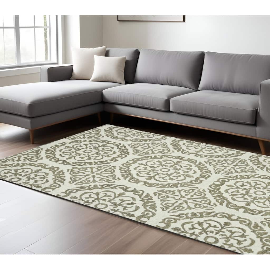 HomeRoots Medallion Transitional Rectangle Area Rug